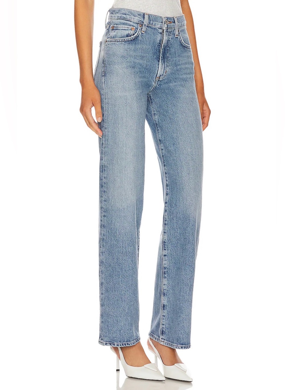 Agolde Harper Mid Rise Relaxed Straight Jeans in Flash